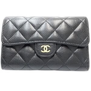 CHANEL Authentic Black Caviar Leather Wallet